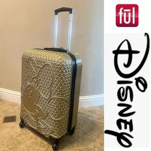 Ful Disney Textured Minnie Mouse Hardsided Rolling Luggage 25”*NWT